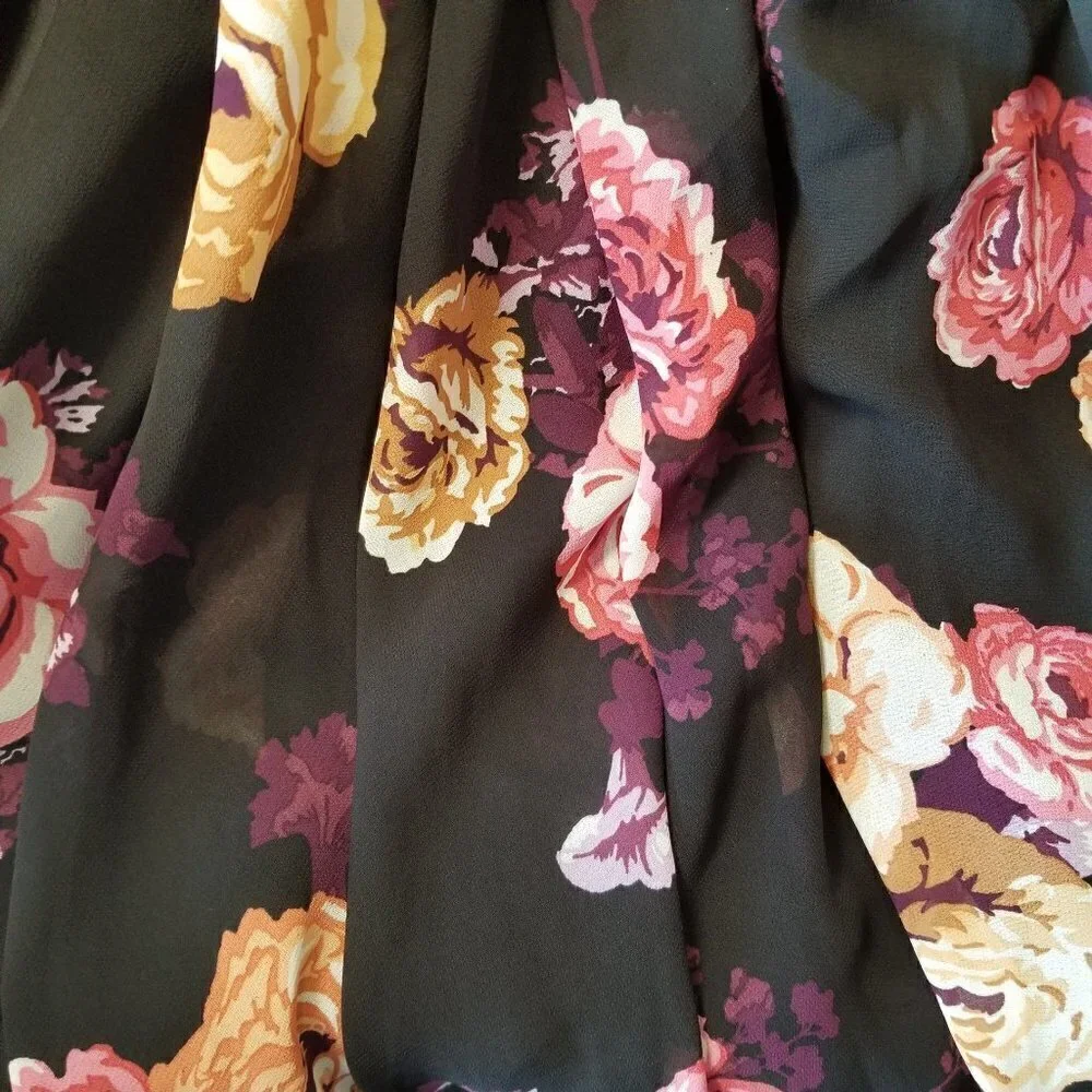 NEW Torrid Black Floral Chiffon Tulle Midi Skirt